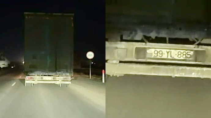 Gecə yük maşınının işıqlarını söndürən sürücü yolda təhlükə saçdı   - VİDEO