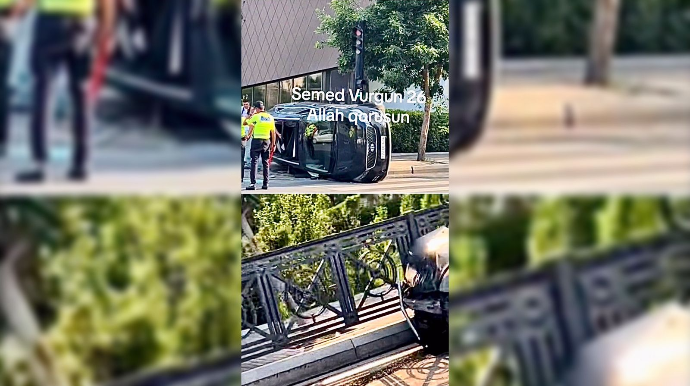 Qayda pozan “Prius” “Kia”nı böyrü üstə aşırdı   - VİDEO