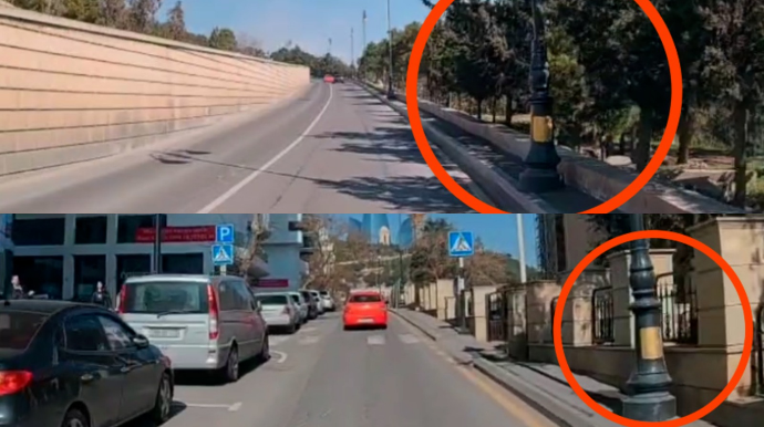 Yollardakı işıq dirəkləri səkidə hərəkətə mane olur – AİDİYYƏTİ QURUMLAR İŞİ TƏXİRƏ SALIR - VİDEO 