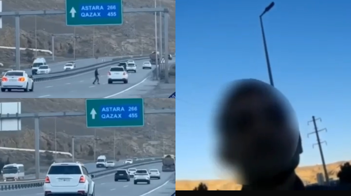 Yüksək sürətli yolda müəyyən edilməyən yerdən yolu keçmək – piyada üçün ölümcül riskdir - VİDEO