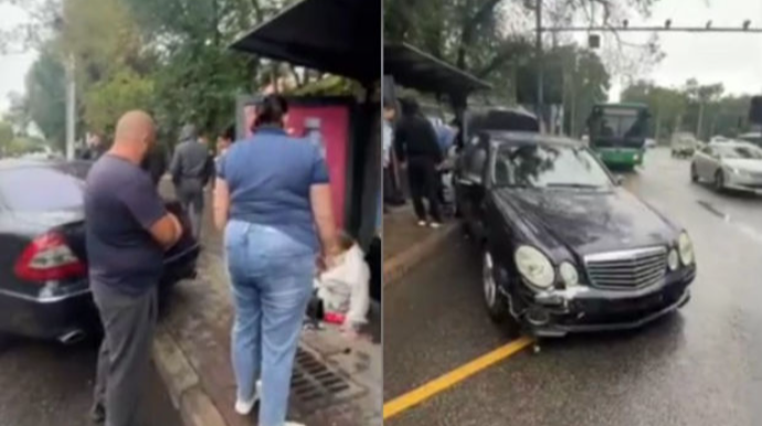 Minik avtomobili avtobus dayanacağına çırpıldı, yaralılar var - VİDEO