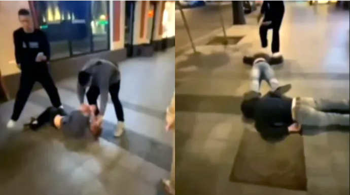 Metroda 3 nəfəri döyüb nokauta saldılar - VİDEO