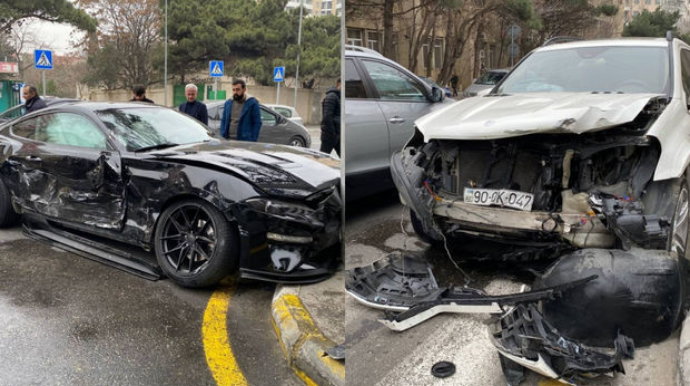 В Баку автомобили люкс-класса попали в ДТП  - ФОТО