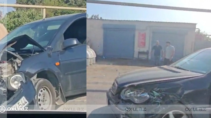 Bakıda iki avtomobil toqquşdu - VİDEO