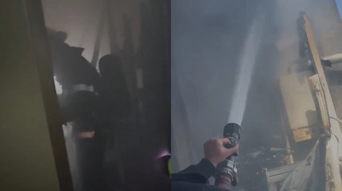 Bakıda yaşayış binasında YANĞIN - 12 nəfər TƏXLİYƏ EDİLDİ - VİDEO