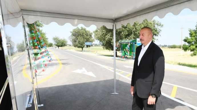 Prezident Goranboyda avtomobil yolunun açılışında iştirak edib -  FOTO