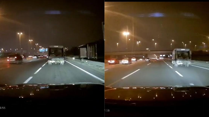 Bələdiyyə işçisi gecə vaxtı zibil maşınını nasaz halda sürdü - VİDEO 