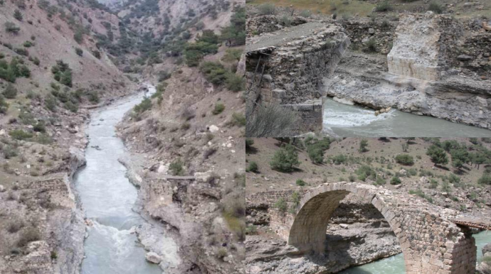 Zəlzələ zamanı Türkiyədə İpək Yolu üzərində yerləşən tarixi körpü dağılıb - FOTO 