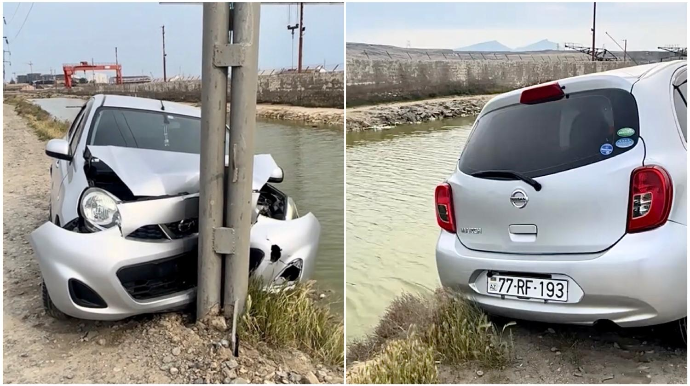 Qaradağda “Nissan” işıq dirəyinə çırpıldı, qadın sürücünün beli sındı    - VİDEO