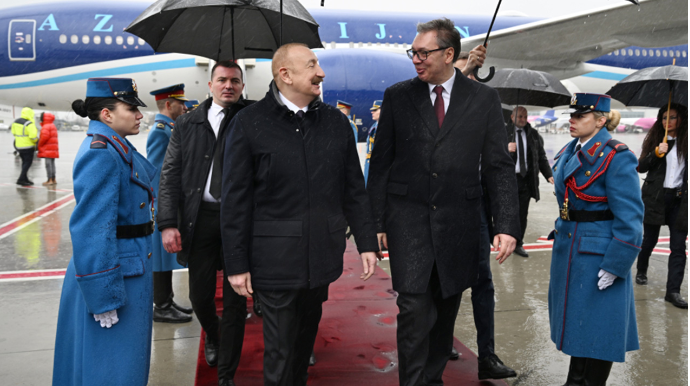 Prezidentin Serbiya səfərindən görüntülər - VİDEO 