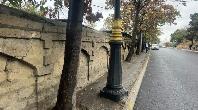 Bir metrlik səkidə həm işıq dirəyi, həm ağac, həm də təkər var, qurumlardan reaksiya yoxdur - FOTO 