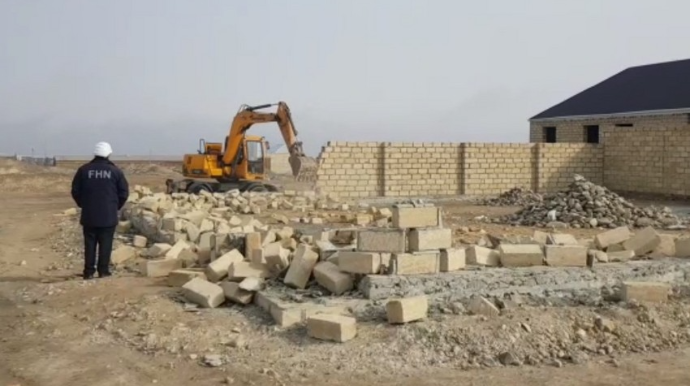 Gəncədə qanunsuz tikintinin qarşısı alındı  - FOTO - VİDEO