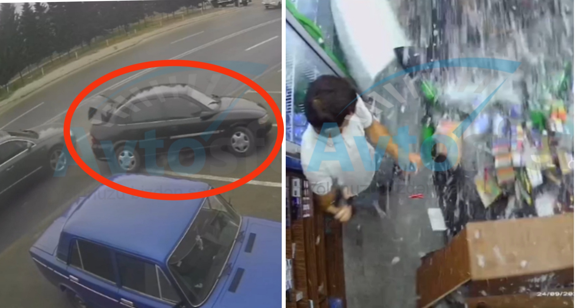 Novxanıda qəzaya düşən maşın şərab evinə girdi: satıcı ölümdən son anda döndü - ŞOK VİDEO