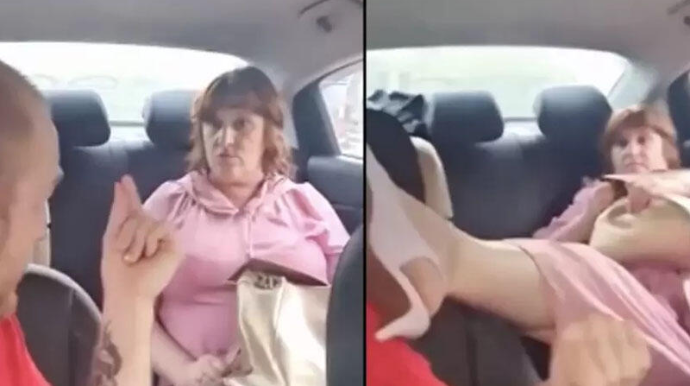 Sərxoş qadının taksidə hərəkəti sosial medianı bir-birinə vurdu - VİDEO