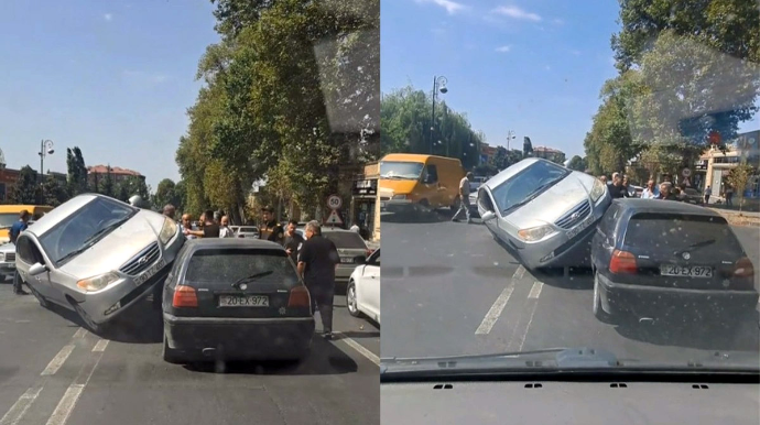 Qəbələdə "Hyundai" və "Volkswagen" toqquşub - VİDEO 
