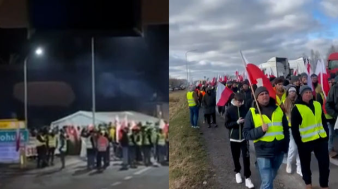 Polşalı fermerlər Ukrayna taxılını daşıyan qatarların qarşısını kəsiblər - VİDEO 
