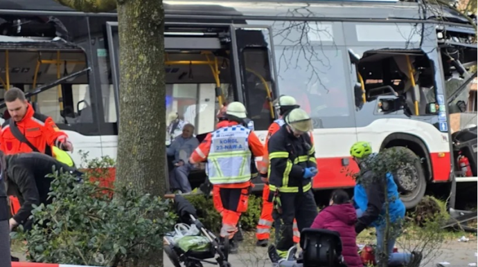Marşrut avtobusu ağaca çırpılıb, 17 sərnişin xəsarət alıb