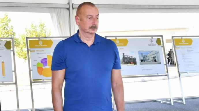 İlham Əliyev Yevlaxda aqroparkın açılışını etdi