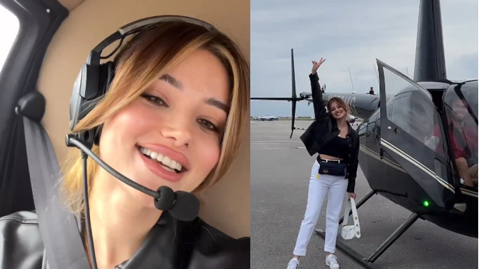 Mələkxanım Eyyubovanın qızı Mayamini HELİKOPTERLƏ GƏZDİ - VİDEO 