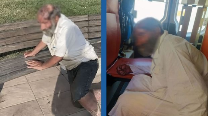 Bayılda küçədə qalan yaşlı kişiyə yardım edildi - RƏSMİ 