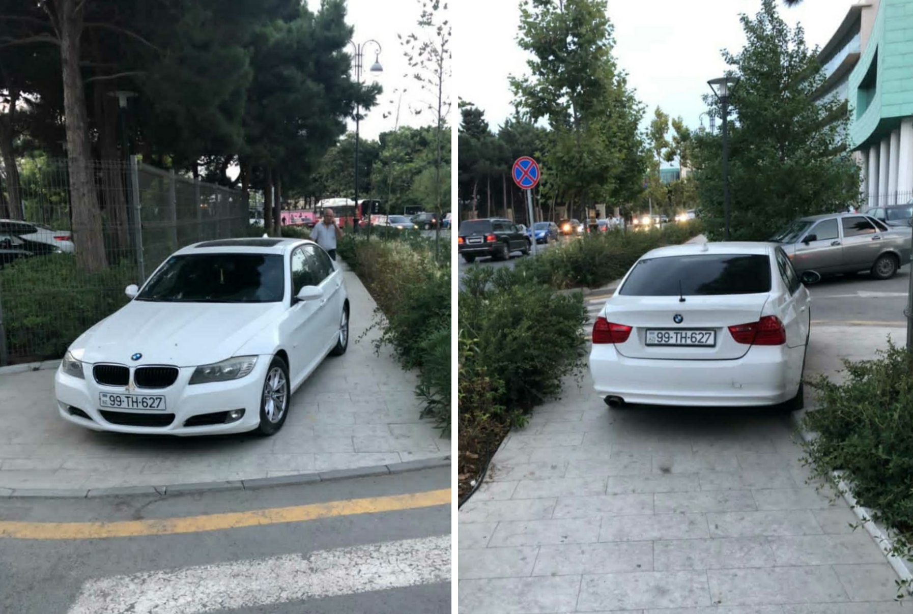 Bakıda səkini zəbt edən sürücü piyadaların yolunu kəsdi  - FOTO