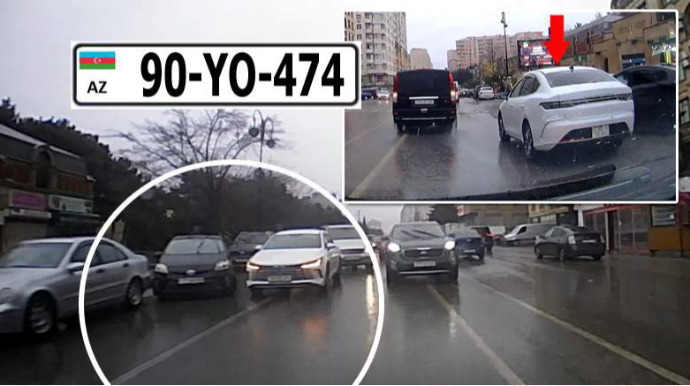 “BYD” sürücüsü qayda pozdu; digərlərini də buna məcbur etdi - VİDEO