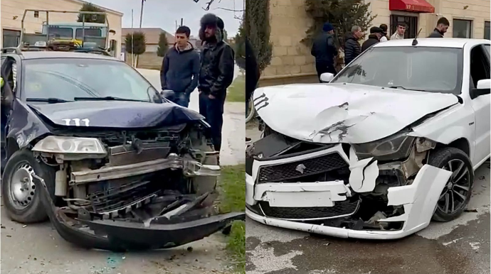 Kürdəxanıda “Renault” və “Khazar” toqquşaraq yararsız hala düşdü   - VİDEO