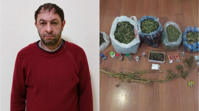 Narkotacirin evindən külli miqdarda marixuana aşkarlanıb - FOTO 