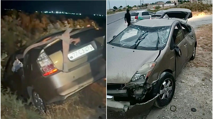 В Тюркане водитель Prius потерял управление и съехал с дороги - ВИДЕО 