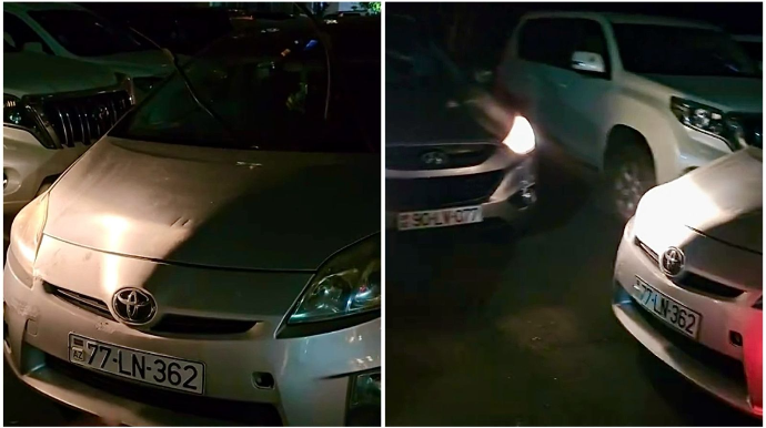 Bakıda “Prius” maşınların önünü kəsdi - Qadın sürücü gözləməkdən əsəbiləşdi   - VİDEO