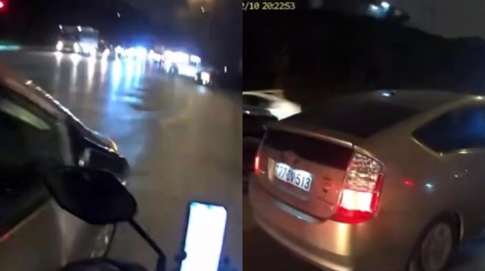 Sürücü qayda pozdu, üstəlik dayanmış motosikletə "güzgü atdı"   - VİDEO