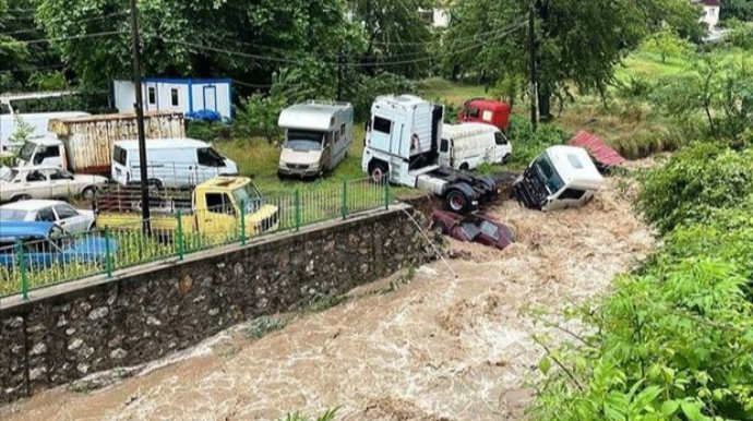 Türkiyədə çay daşıb avtomobilləri apardı  - VİDEO
