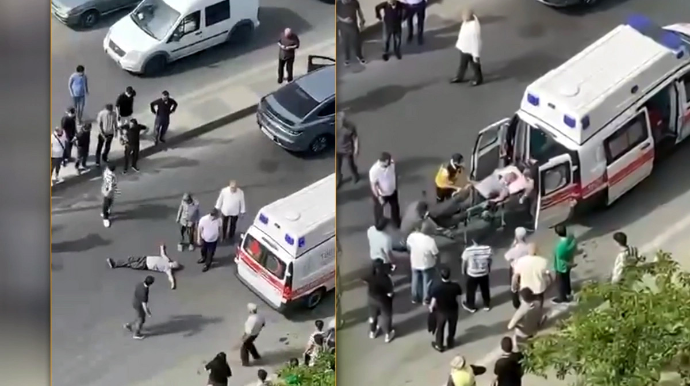 Bakıda yolu keçən yaşlı kişini maşın vurdu - VİDEO