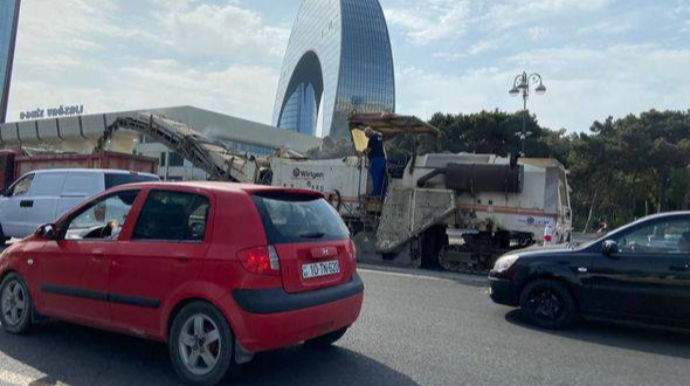 Neftçilər prospektində təmir tıxaca səbəb oldu   - FOTO