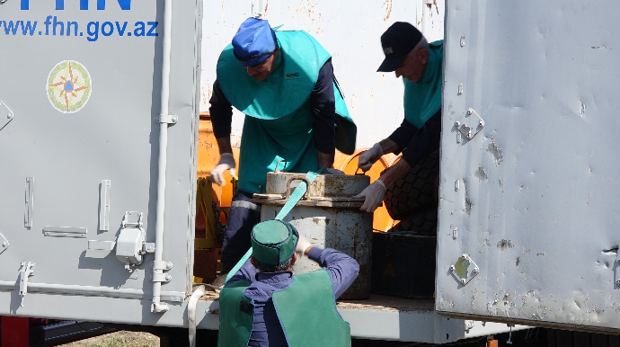 Sumqayıtda aşkarlanan radioaktiv maddə FHN-in xüsusi kombinatına aparıldı  - VİDEO - FOTO