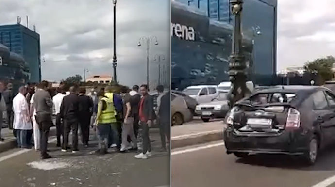 Heydər Əliyev prospektində qəza:  "Prius" "Chevrolet"lə toqquşdu - VİDEO 