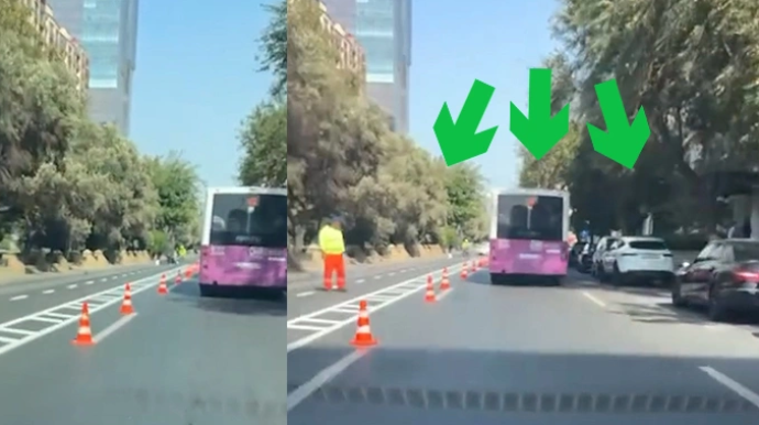 Bakının mərkəzində XAOS: Avtomobili qucağımızda daşıyaq? - VİDEO