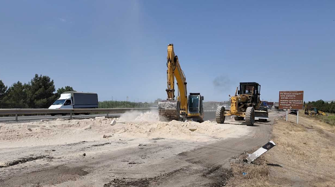 Bakı-Ələt-Qazax-Gürcüstan sərhədi yolda əsaslı təmir işləri aparılır - FOTO