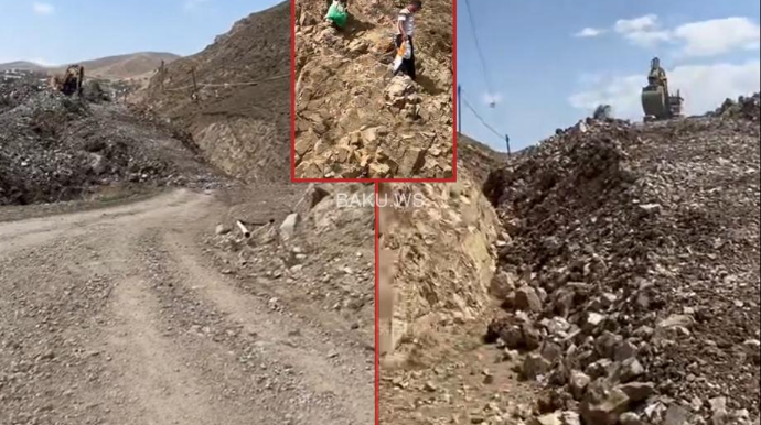 Daşkəsəndə uçqun nəticəsində bağlanan yolda son vəziyyət - YENİLƏNİB + VİDEO 