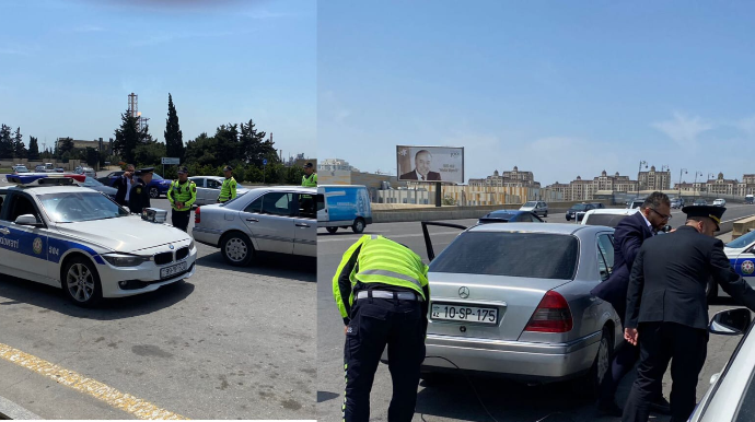 Bakıda reyd:   yol polisi sürücüləri saxlayıb yoxlama apardı, cərimələnənlər var  - VİDEO 