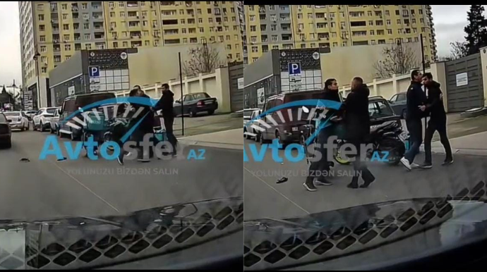 Bakıda motokuryerlər yumruq davasına çıxdı – “Sənin ağzını cıraram” - VİDEO 