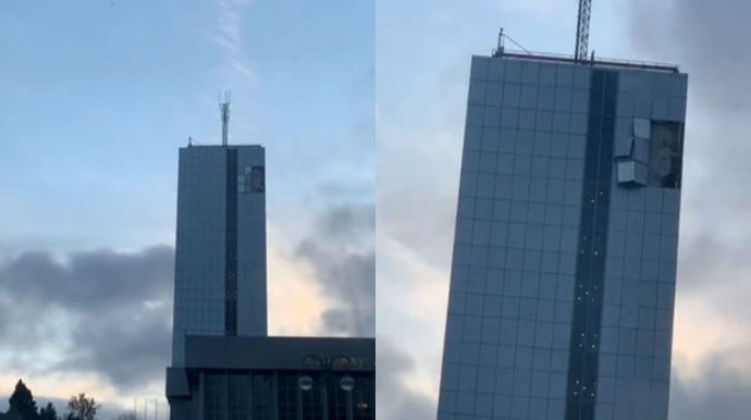 Güclü külək Milli Məclisin binasına da ziyan vurdu  - VİDEO