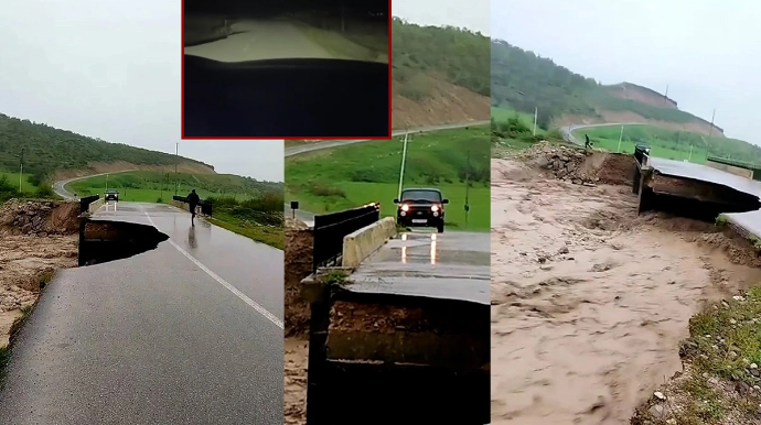Şabranda çökən yol təhlükə saçır - Nə vaxt bərpa ediləcək, xəbərdarlıq nişanları niyə yoxdur? - VİDEO