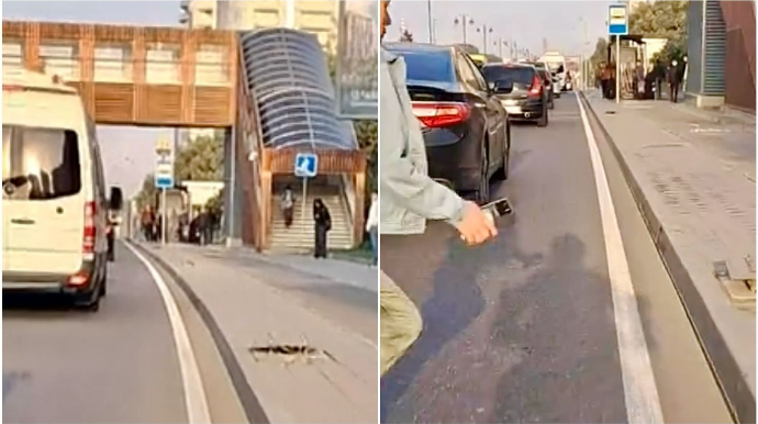 Prospektdə maşınların arasından qəfil çıxan qadın motosikletə çırpıldı   - ANBAAN VİDEO