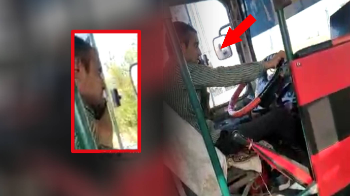 Bakıda sürücü qulağında telefon avtobus idarə etdi - ANBAAN VİDEO