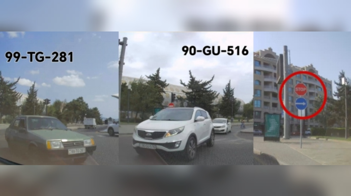 Nişan sağa məcbur edir, bu sürücülər isə sola dönüb təhlükə yaradırlar - VİDEO