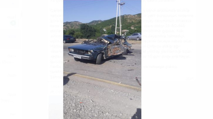 15 gün öncə evlənən cütlük qəzaya düşüb, kişi ölüb, qadın yaralanıb 