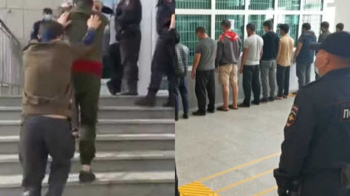 Moskvada miqrantların yumruq-təpik davası kameraya düşdü - VİDEO 
