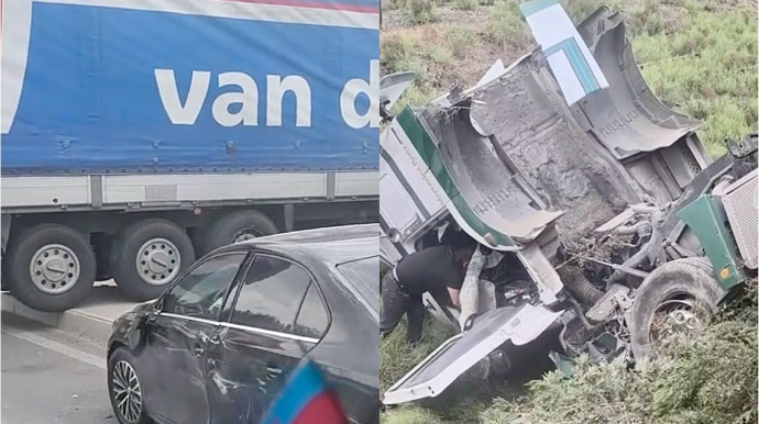 Yol nişanına məhəl qoymayan “TIR” sürücüsü qəza törətdi   - VİDEO