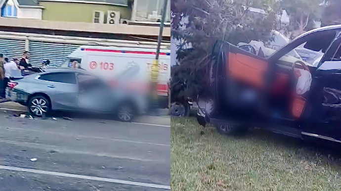 Prospektdə zəncirvari qəza: 4 maşın toqquşdu, yaralılar var   - VİDEO